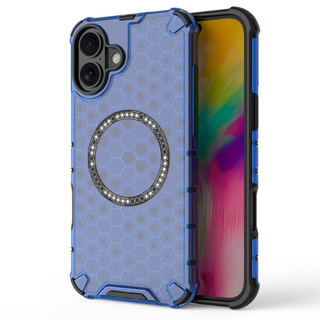 Husa de protectie Techsuit HoneyComb Shield MagSafe compatibil cu iPhone 16, Albastru