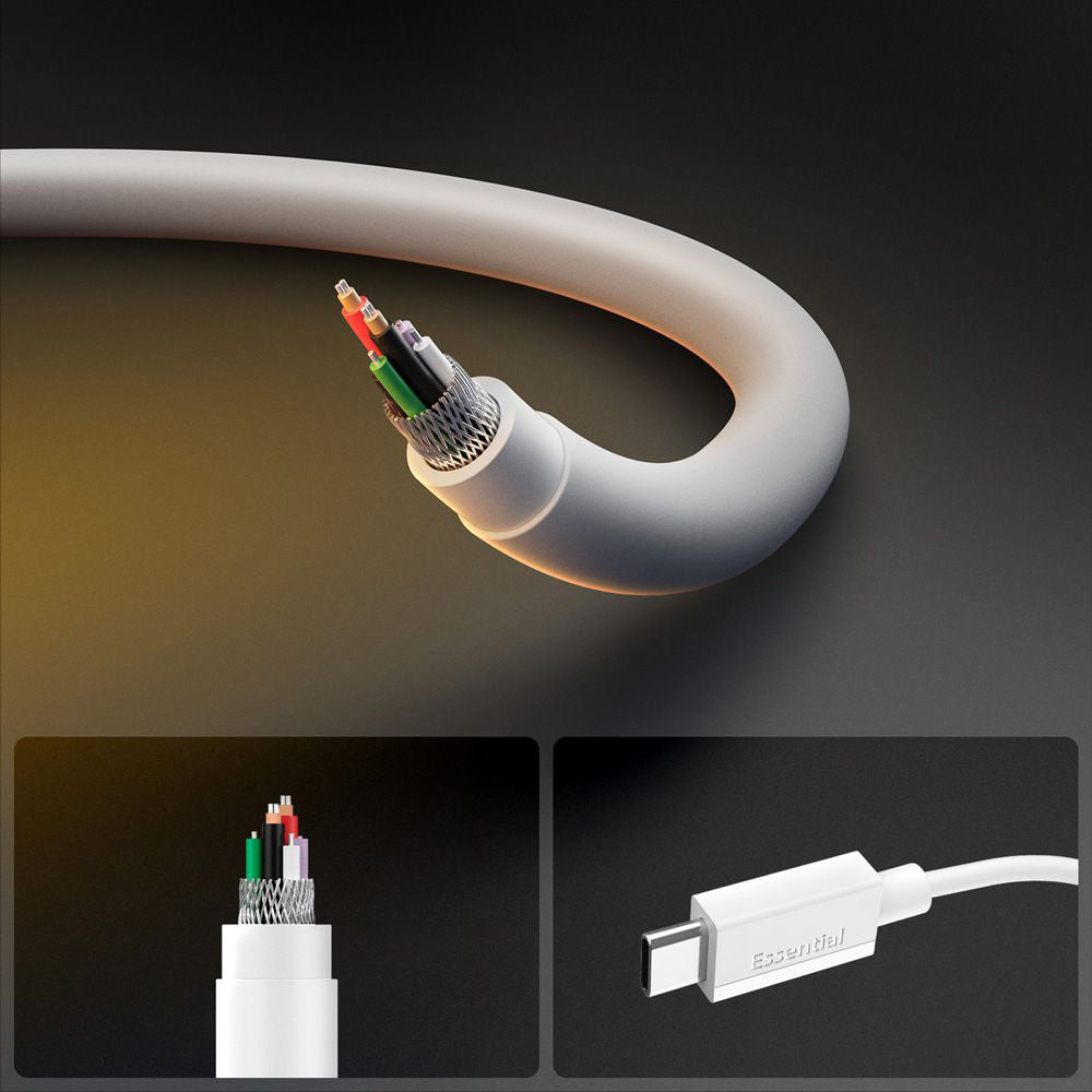 Cablu Spigen Essential EB6010CC (ACA08717), Fast Charging, 2x Type-C, 60W, 480Mbps, 1m, Alb