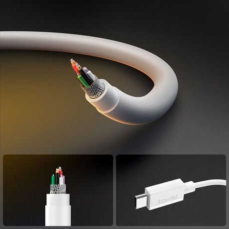 Cablu Spigen Essential EB6010CC (ACA08717), Fast Charging, 2x Type-C, 60W, 480Mbps, 1m, Alb