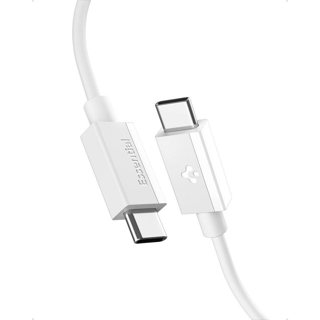 Cablu Spigen Essential EB6010CC (ACA08717), Fast Charging, 2x Type-C, 60W, 480Mbps, 1m, Alb