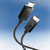 Cablu Spigen Essential EB6020CC (ACA08720), Fast Charging, 2x Type-C, 60W, 480Mbps, 2m, Negru