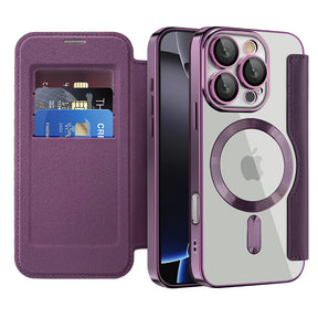 Husa de protectie Techsuit SmartMag Book compatibil cu iPhone 16 Pro, Mov
