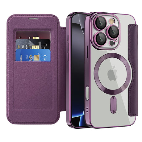 Husa de protectie Techsuit SmartMag Book compatibil cu iPhone 16 Pro, Mov