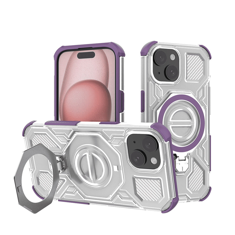 Husa de protectie Techsuit Carbon Shield PRO compatibil cu iPhone 15, Mov Transparent