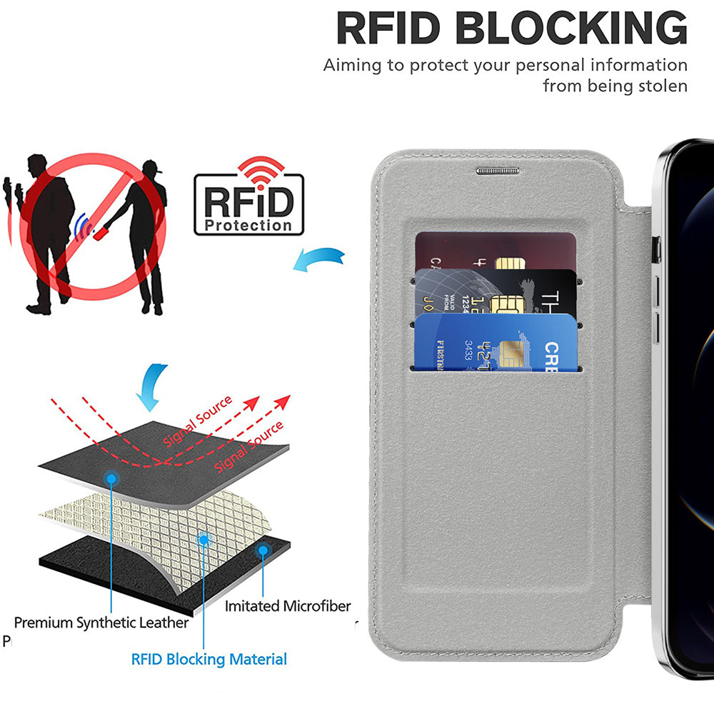 Husa de protectie Techsuit SmartMag Book compatibil cu iPhone 12, Gri