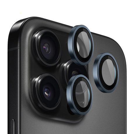 Folie de protectie Blueo Original Metal Frame Lens compatibil cu iPhone 15 Pro Max, Albastru