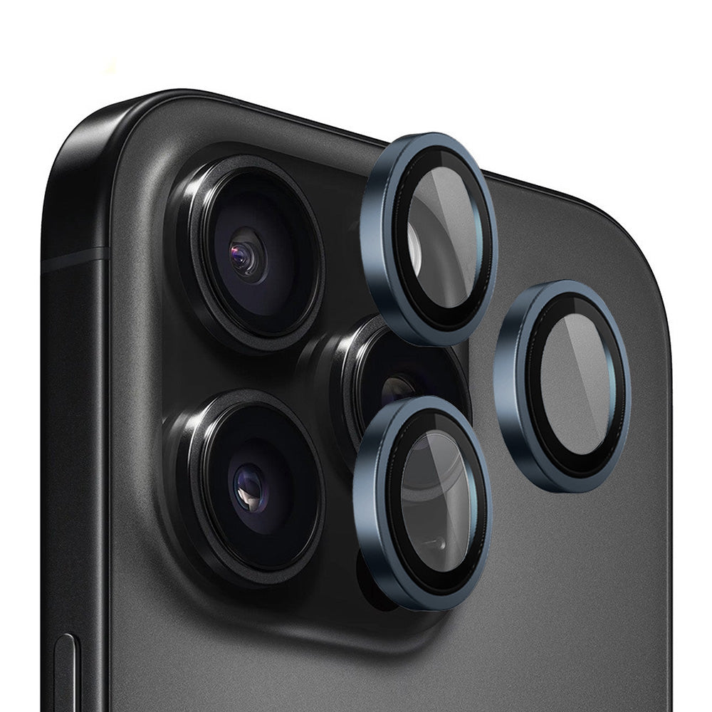 Folie de protectie Blueo Original Metal Frame Lens compatibil cu iPhone 15 Pro, Albastru