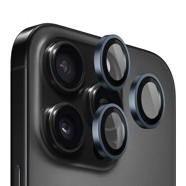 Folie de protectie Blueo Original Metal Frame Lens compatibil cu iPhone 15 Pro, Albastru