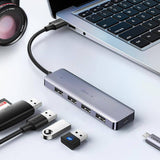 Hub/Dock Ugreen Docking Station CM512 (50985), USB to 4x USB3.0, 1x Micro-USB, Plug & Play, 5Gbps, 0.15m, Gri Spatial