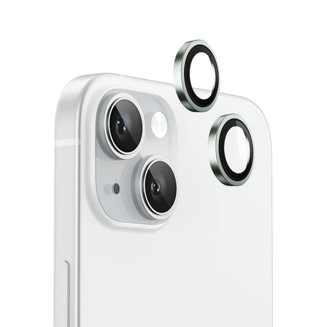 Folie de protectie Blueo Original Metal Frame Lens compatibil cu iPhone 15 / iPhone 15 Plus, Verde Deschis