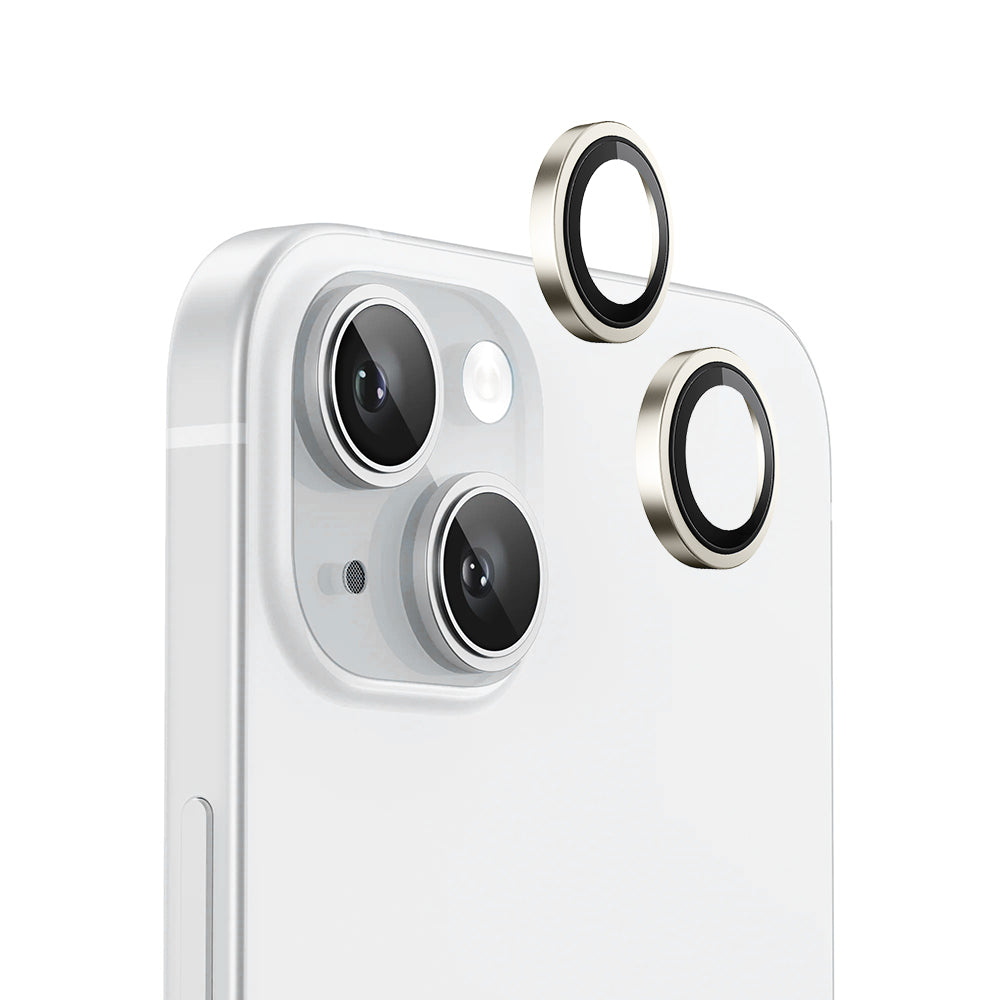Folie de protectie Blueo Original Metal Frame Lens compatibil cu iPhone 15 / iPhone 15 Plus, Galben