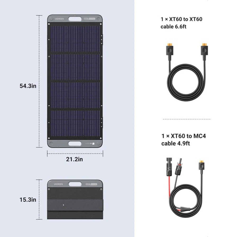 Gadget Ugreen Solar Panel SC100 (15113), Foldable, Adjustable, Daylight Meter Unit, 100W, 19V, Waterproof IP67, XT60, Negru
