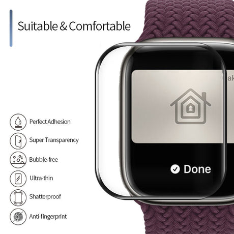 Folie de protectie smartwatch Blueo High Molecule Screen Protector with Dust Removal Locator compatibil cu Apple Watch 7 / 8 (45mm), Negru