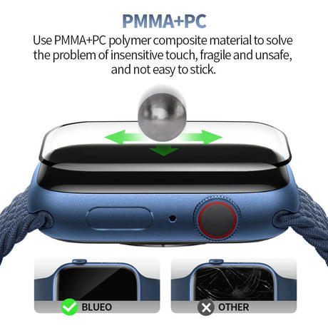 Folie de protectie smartwatch Blueo High Molecule Screen Protector with Dust Removal Locator compatibil cu Apple Watch 7 / 8 (45mm), Negru