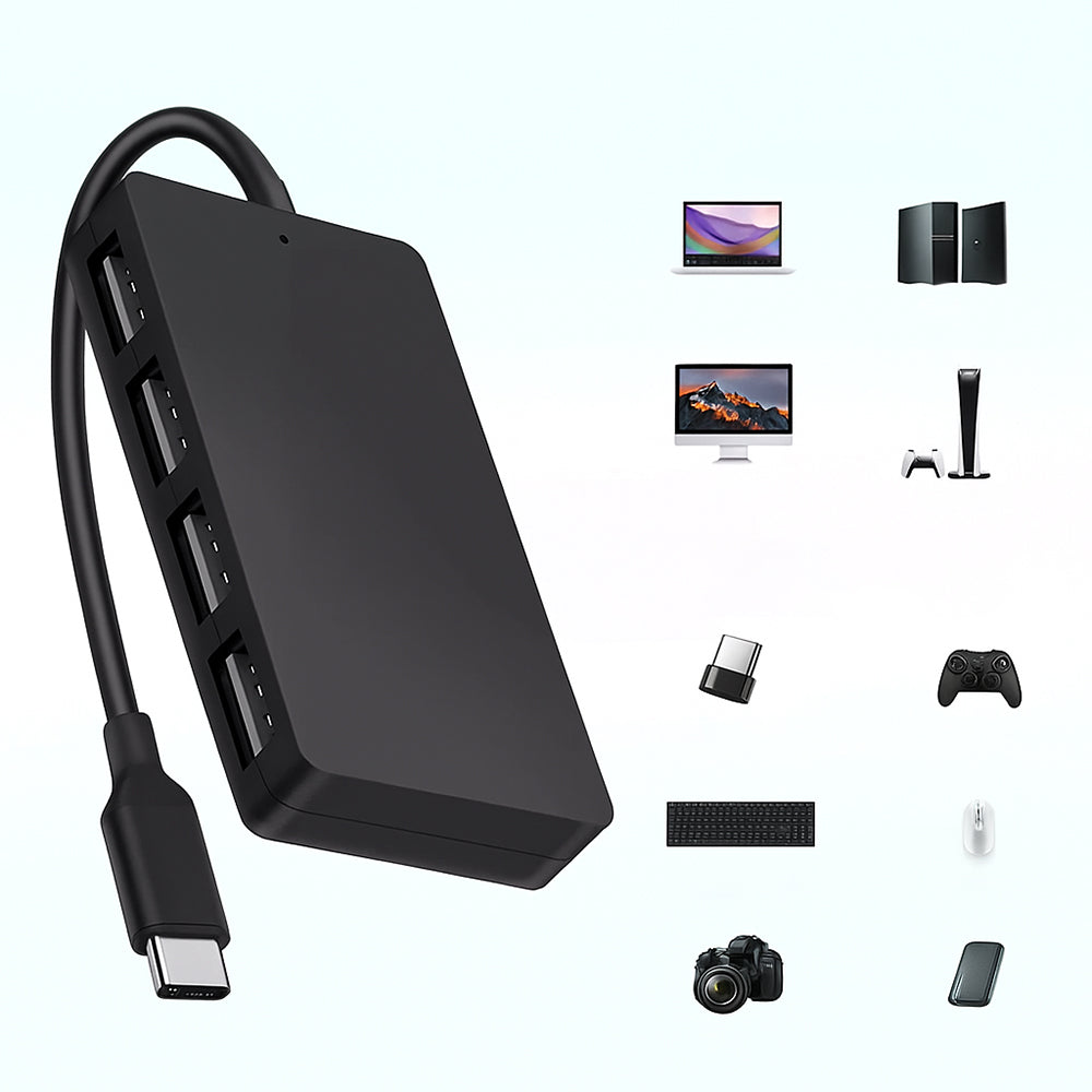 Hub/Dock Techsuit Docking Station QuantumNode 4 in 1 (H16), USB-C to 4x USB 3.0, ABS, Negru
