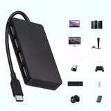 Hub/Dock Techsuit Docking Station QuantumNode 4 in 1 (H16), USB-C to 4x USB 3.0, ABS, Negru