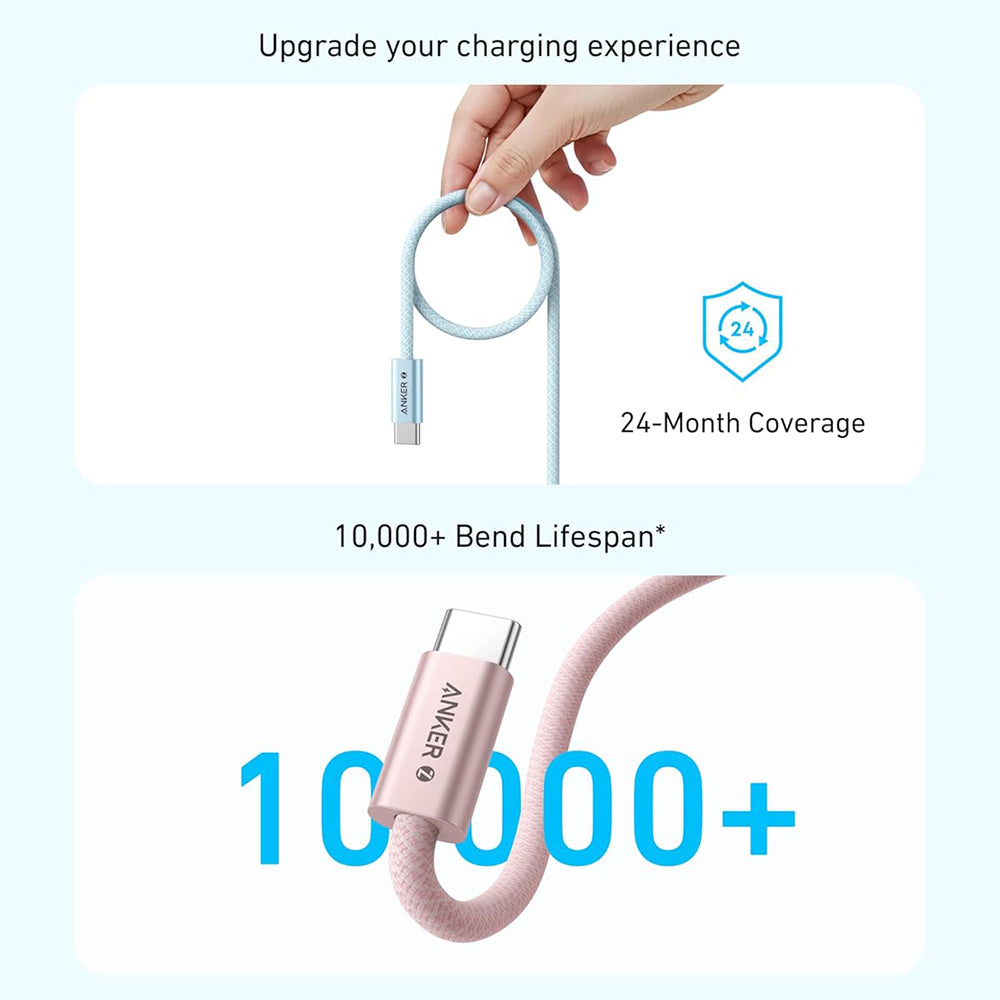 Cablu Anker Zolo A8060H21, USB-C la USB-C, alb