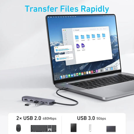 Hub/Dock Anker Docking Station (A8357HA0), 5-in-1, USB-C, 2x USB 2.0, 1x USB 3.0, 4K HDMI, 5Gbps, 90W, Negru