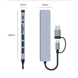 Hub/Dock Techsuit Docking Station DataBridge 8 in 1 (H9), USB, Type-C to 4x USB, Type-C, 3.5mm Jack, TF/SD Card, Gri