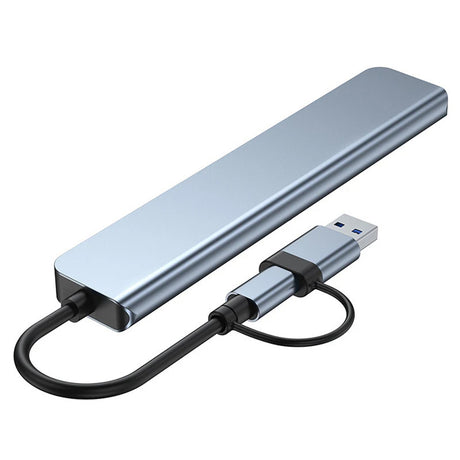 Hub/Dock Techsuit Docking Station DataBridge 8 in 1 (H9), USB, Type-C to 4x USB, Type-C, 3.5mm Jack, TF/SD Card, Gri