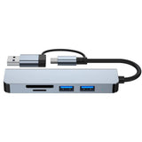 Hub/Dock Techsuit Docking Station DataBridge 5 in 1 (H7), USB, Type-C to USB 3.0, 2x USB 2.0, SD/TF Card, Gri