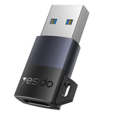 Adaptor Yesido OTG Adapter (GS34), USB3.0 Male to Type-C Female, 18W, Aluminum Alloy, Gri