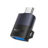 Adaptor Yesido OTG Adapter (GS31), Type-C to USB, QC18W, Aluminum Alloy, Plug&Play, Gri