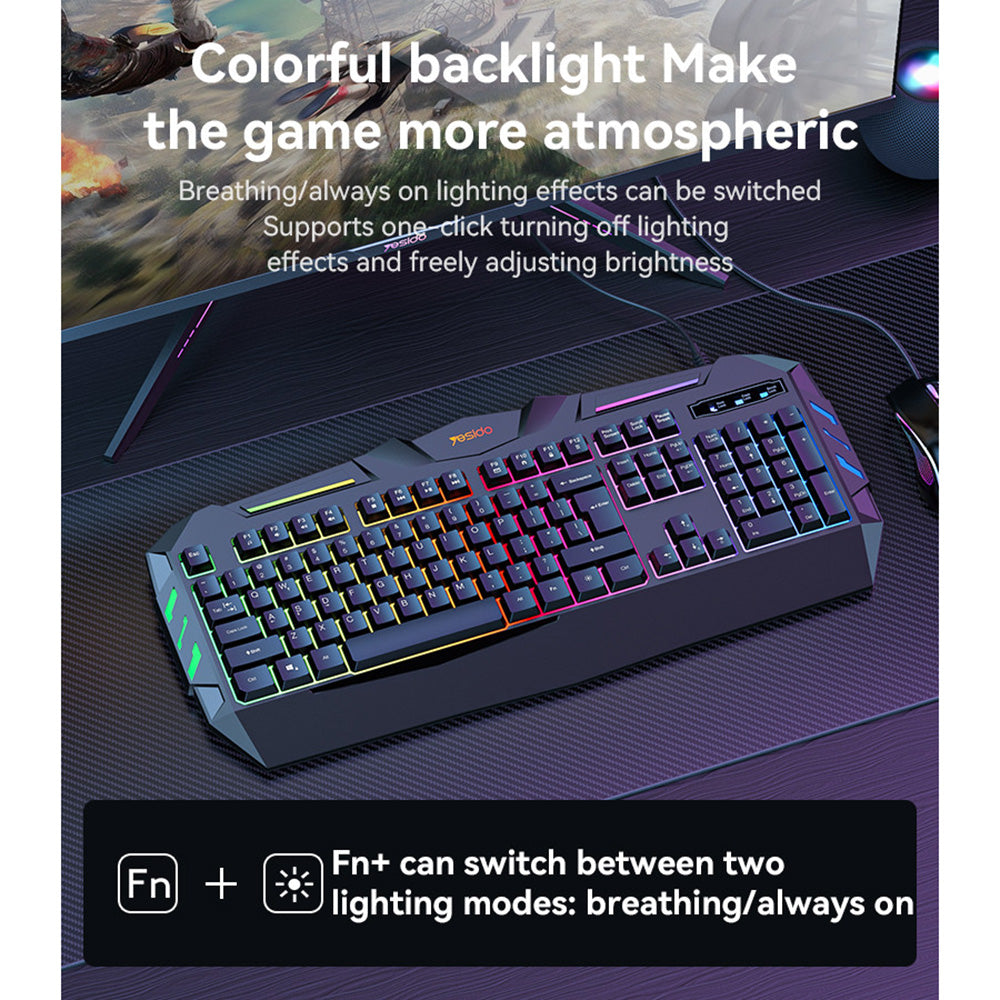Tastatura Mecanica Yesido (KB21), 104 Taste, RGB, Negru