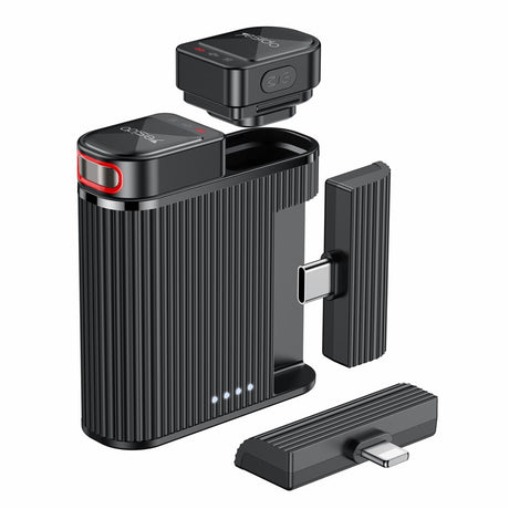 Casti Yesido Lavalier Microphone 2in1 (KR19), Magnetic Button, CD-Quality Audio, 360° Omnidirectional, 600mAh, 2.4GHz, Negru
