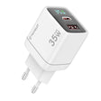 Incarcator Techsuit LEDChargX (CH3), Type-C, USB, GaN Technology, Fast Charge, LED Display, PD35W, Alb