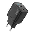 Incarcator Techsuit LEDChargX (CH3), Type-C, USB, GaN Technology, Fast Charge, LED Display, PD35W, Negru