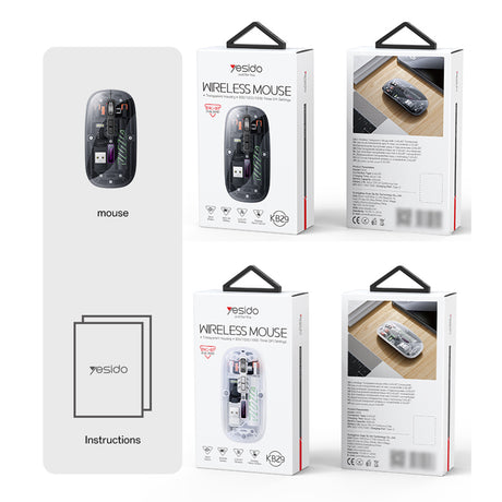 Tastatura/Mouse Yesido Wireless Mouse (KB29), Type-C, BT+ 2.4G Connection, 800/1200/1600DPI, 400mAh, Negru