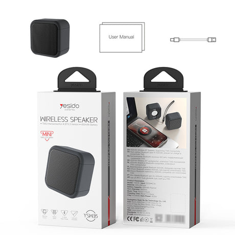 Casti Yesido Wireless Speaker (YSW35), Mini Design, Portable, Bluetooth V5.3, 400mAh, Negru