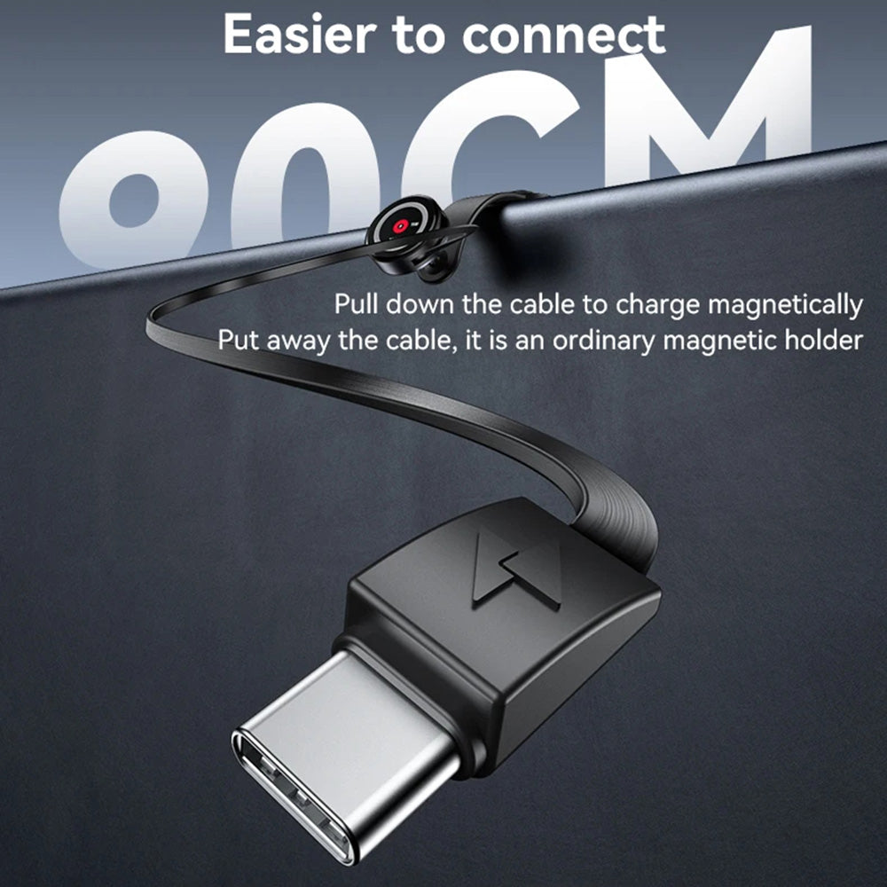 Suport Yesido with Wireless Charging (C314), for Dashboard, with Retractable Cable, Type-C, N52 Magnets, 15W, Negru