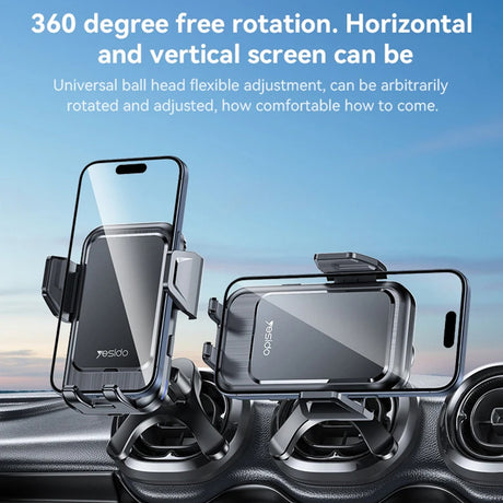 Suport Yesido with Wireless Charging (C312), for Air Vent, Automatic Clip, Smart Induction, 15W, 4.7 - , Negru