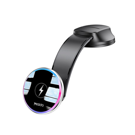 Suport Yesido with Wireless Charging (C292), for Dashboard/Windshield, LED Indicator, Bendable Clamp Arm, 15W, Negru