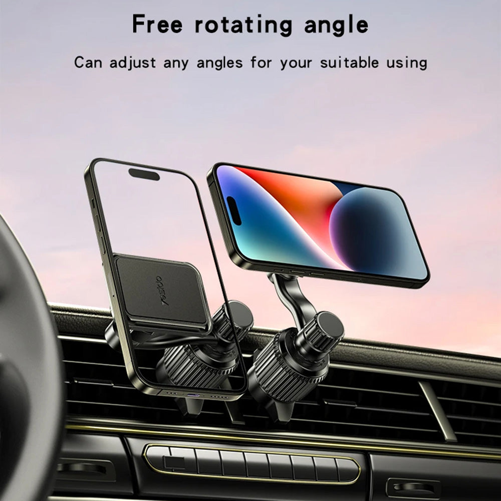 Suport Yesido (C244), Magnetic, for Air Vent, Upgraded Clip, Free Rotating Angle, N42 Magnets, Negru