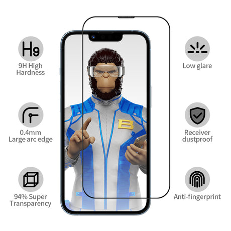 Folie de protectie Blueo Anti-Reflective HD Glass with Applicator Pro compatibil cu iPhone 14 Pro, Negru