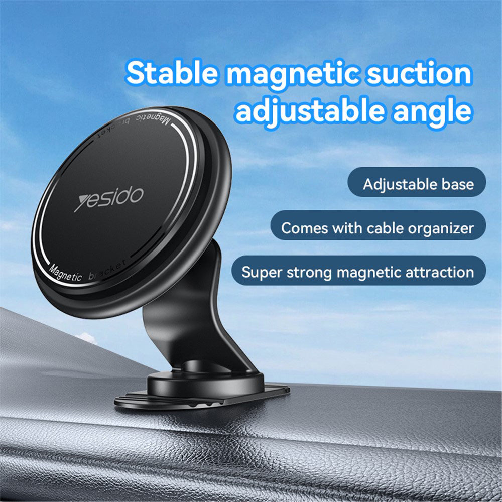 Suport Yesido (C220), Magnetic, for Air Vent, with Built-in Cable Organizer, Flexible Angle, Negru