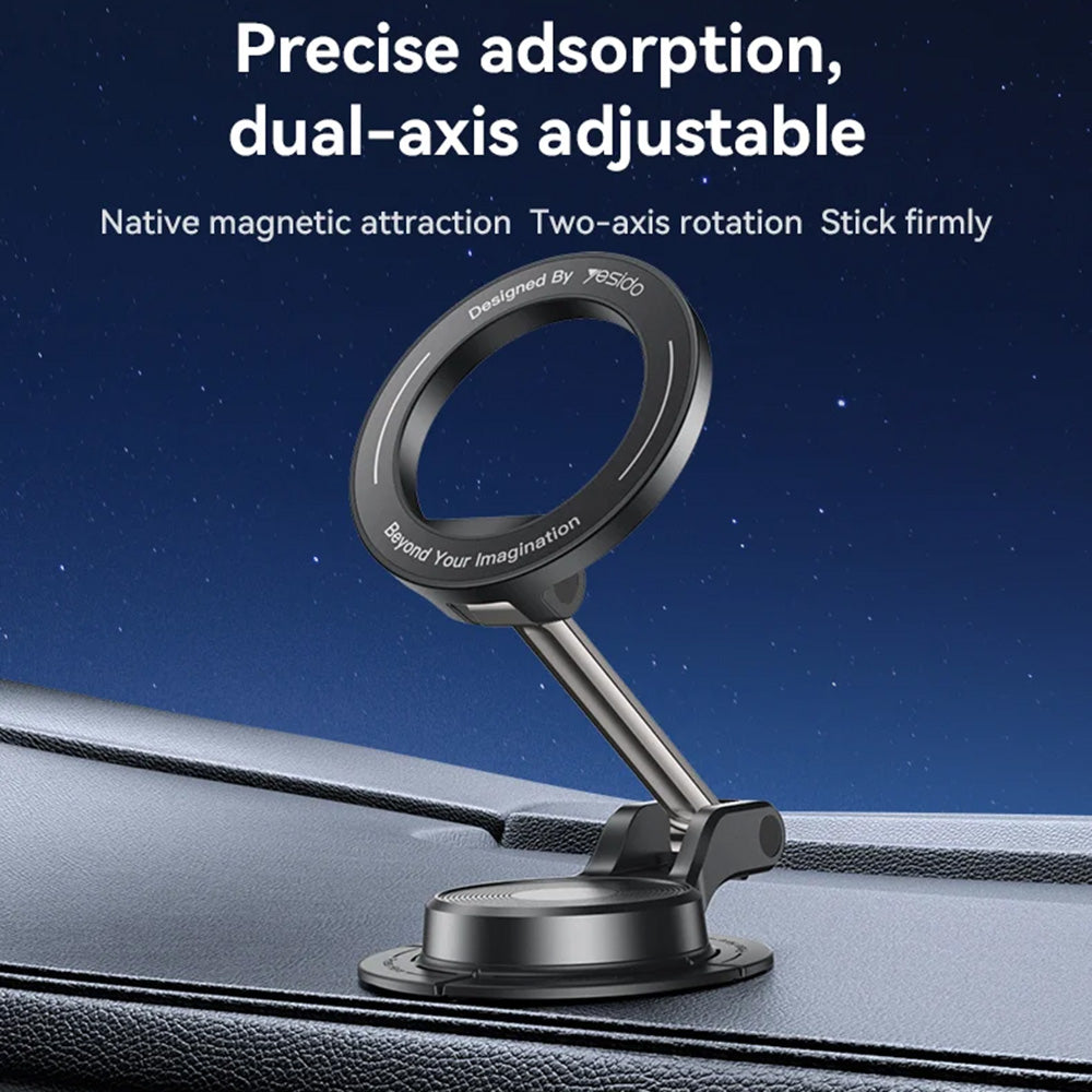 Suport Yesido (C218), Magnetic, for Dashboard, Dual-axis Design, Compatible with MagSafe, Negru