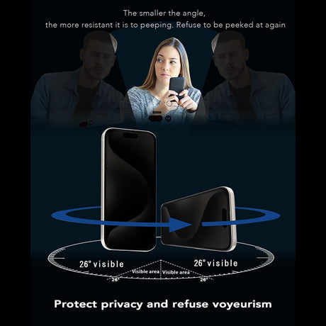 Folie de protectie ANANK 2.5D 360° Privacy compatibil cu iPhone 14, Negru