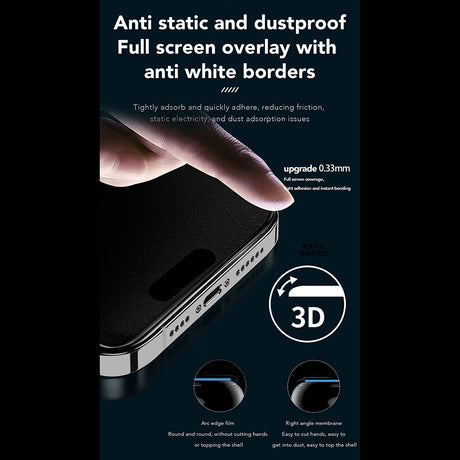 Folie de protectie ANANK 2.5D 360° Privacy compatibil cu iPhone 15 Pro Max, Negru