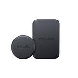 Suport Yesido (set de 2) Metal Plate (C207), Round + Rectangle Shapes, Leather Pattern, Universal, Negru