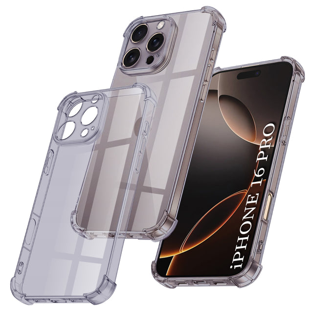 Husa de protectie Techsuit Shockproof Clear Silicone compatibil cu iPhone 16 Pro, Negru Fumuriu