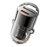 Incarcator Yesido Hidden Car (Y68), Dual-Port USB-A + Type-C, PD30W, Aluminum Alloy, Fast Charging, Negru