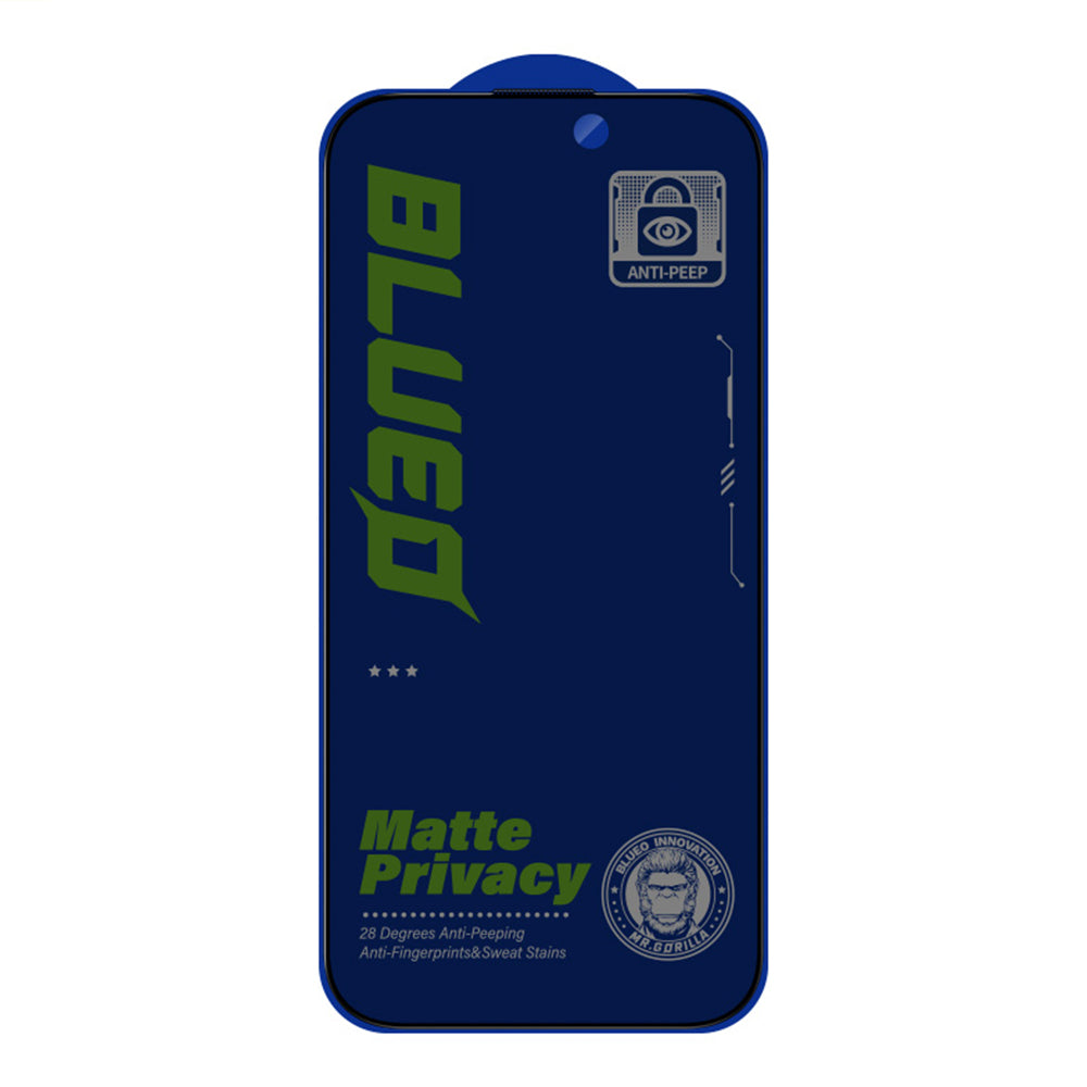Folie de protectie Blueo Anti-Peep Privacy Glass compatibil cu iPhone 15 Pro Max, Negru Mat