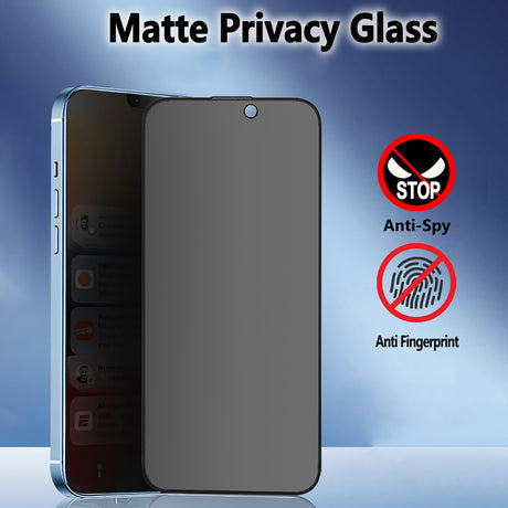 Folie de protectie Blueo Anti-Peep Privacy Glass compatibil cu iPhone 13 Pro Max / iPhone 14 Plus, Negru Mat