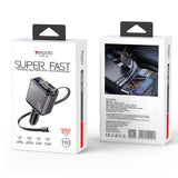 Incarcator Yesido 4in1 Car (Y63), with 2x Retractable Cable, LED Ambient Light, Fast Charging, 117W, Gri