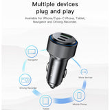Incarcator Yesido Car (Y50), 2x Type-C, USB, Fast Charging, 60W, LED Lamp Ring, Intelligent Temperature Control Chip, Negru