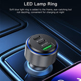 Incarcator Yesido Car (Y50), 2x Type-C, USB, Fast Charging, 60W, LED Lamp Ring, Intelligent Temperature Control Chip, Negru